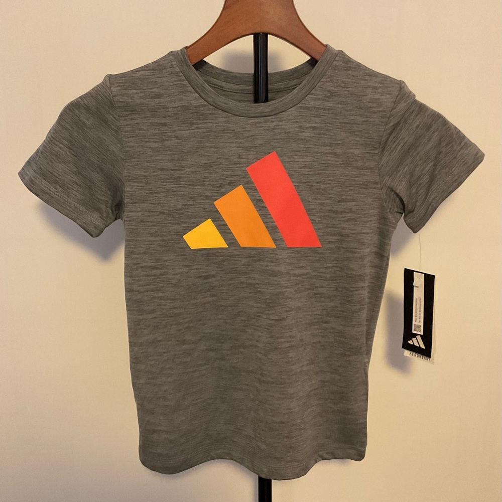 Adidas Kids Tee with Red and Orange Logo